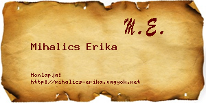 Mihalics Erika névjegykártya